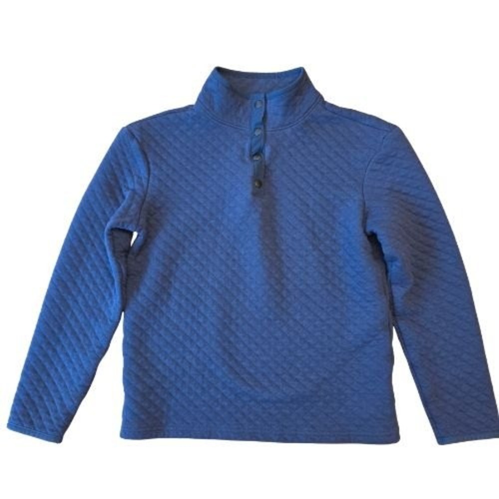 Kids M Navy Blue Quilted Snap Neck Pullover‎ Mock Neck Long Sleeve Sweater Boys